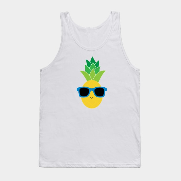 Cool Pineapple with Blue Sunglasses Tank Top by designminds1